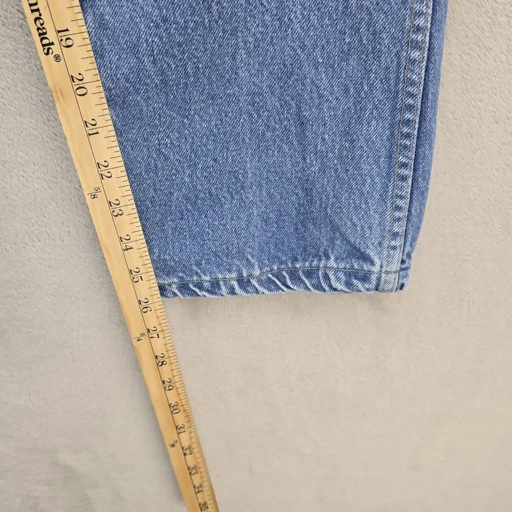 Vintage Rustler Jeans Mens Fits 32x26 Blue Faded Whiskers Denim Straight Leg USA